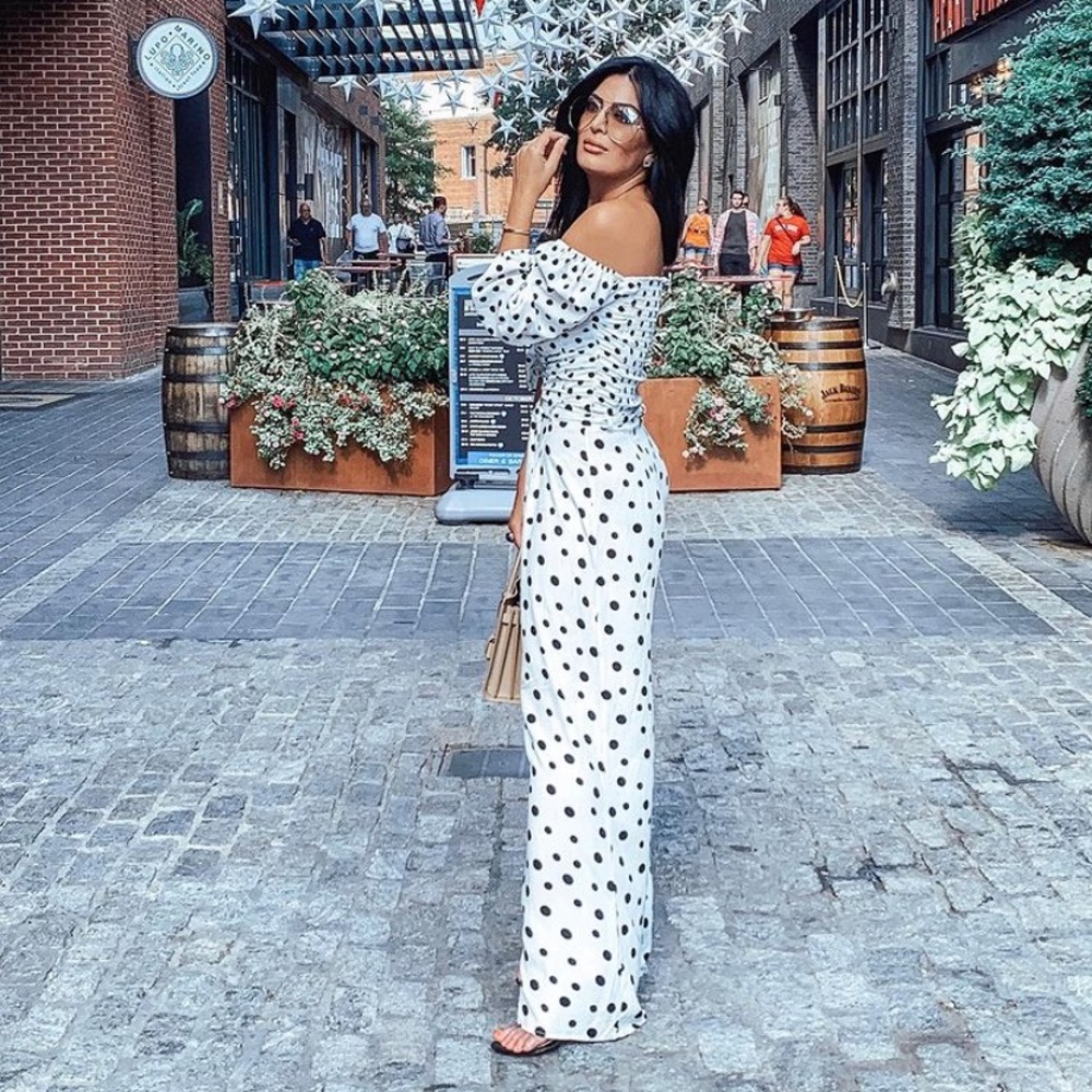 Matching polka dot top and pants!